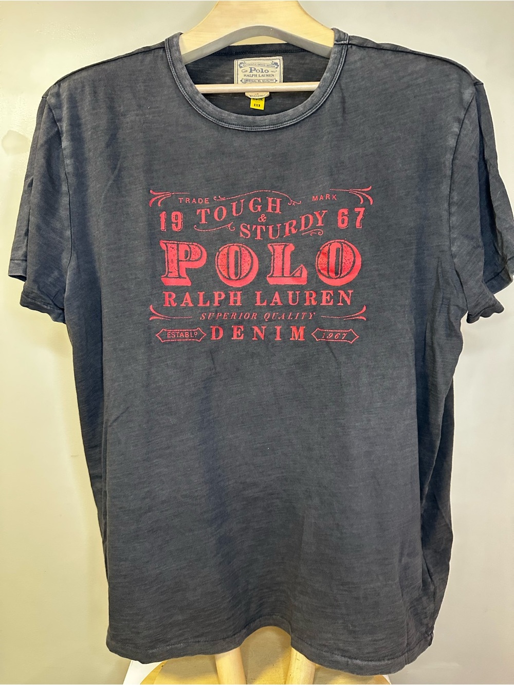 Polo Ralph Lauren Tough & Sturdy Faded Distressed Graphic T-Shirt Men’s Large